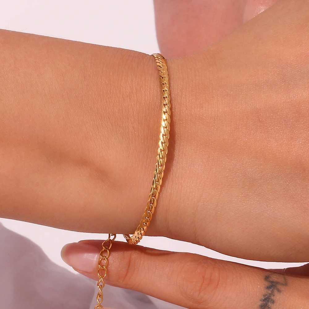 New In Minimalist Encrypted NK Chain 18K Gold Plated Bracelet High-End Stainless Steel Waterproof Daily Jewelry WomanX240913