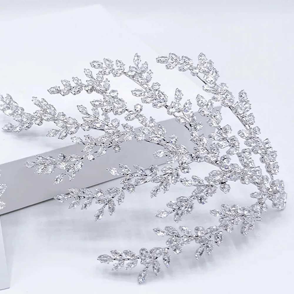 Fashion Zircon Leaf Hair Comb Wedding Accessories for Women Charms Prom Princess Bridal Headpieces Crystal Headband JewelryX240913