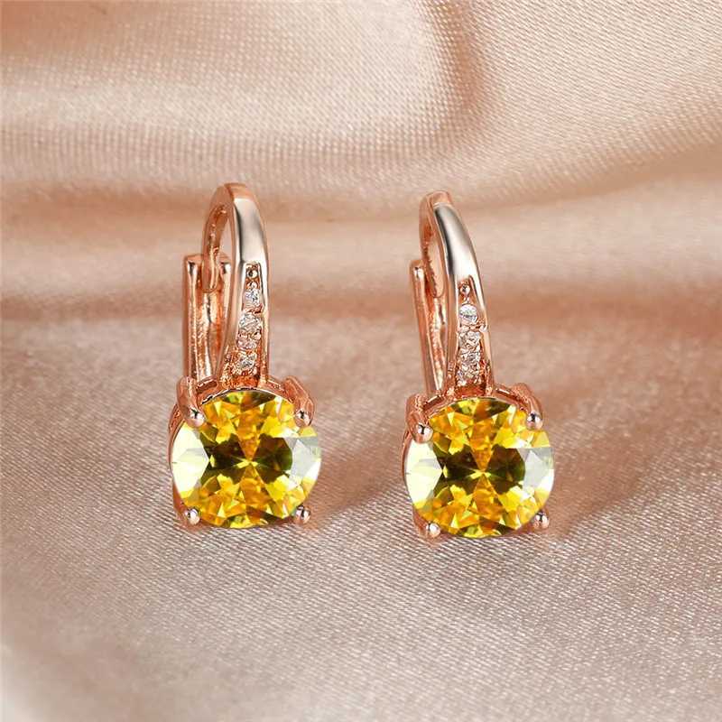 Cute Female Small Green Blue Purple Round Stone Clip Earrings Fashion Wedding Jewelry For WomenX240913