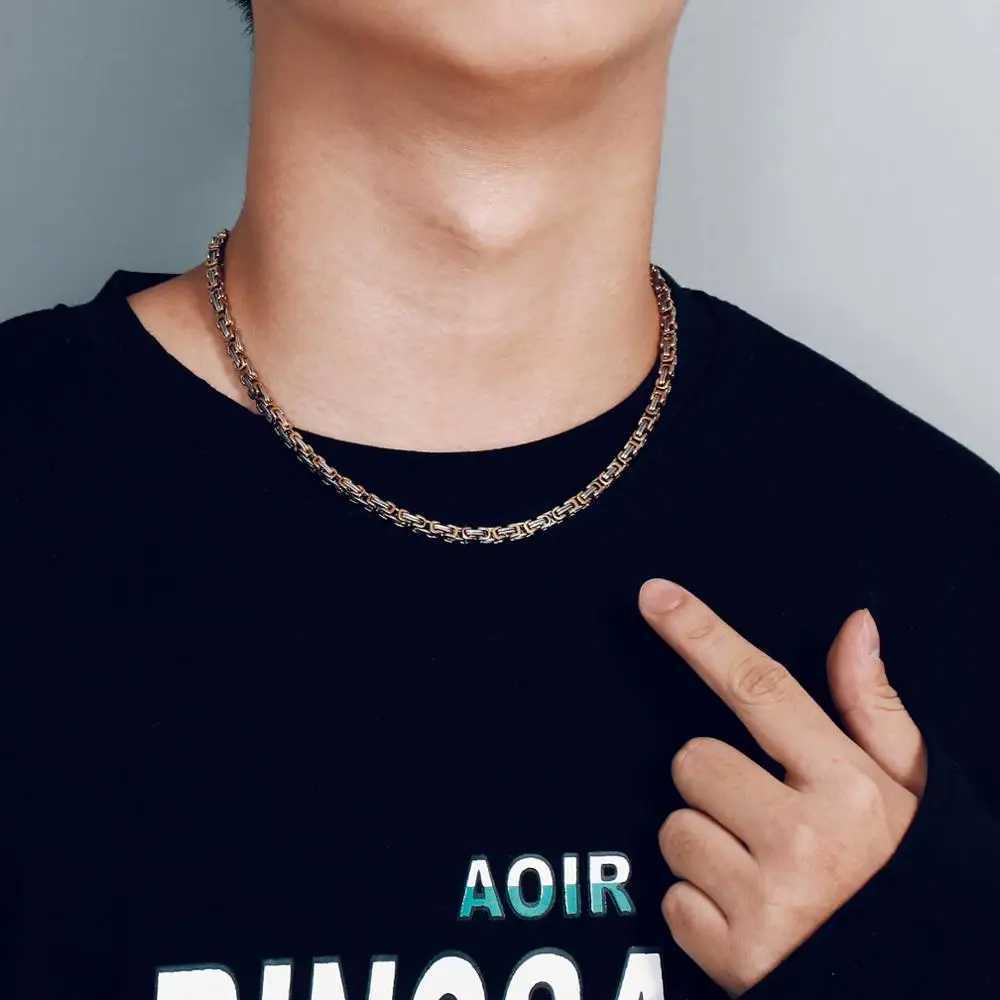 New Trend 4/5/6/8mm Width Royal Box Chain Necklace For Men Male Stainless Steel Long Necklace Personalise Jewelry Boyfriend GiftX240913