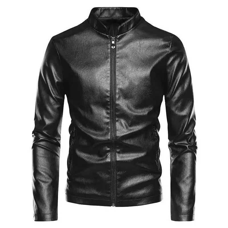 Men Leather Jackets Autumn New Mens Korean Style Slim Collar PU Leather JacketX240913
