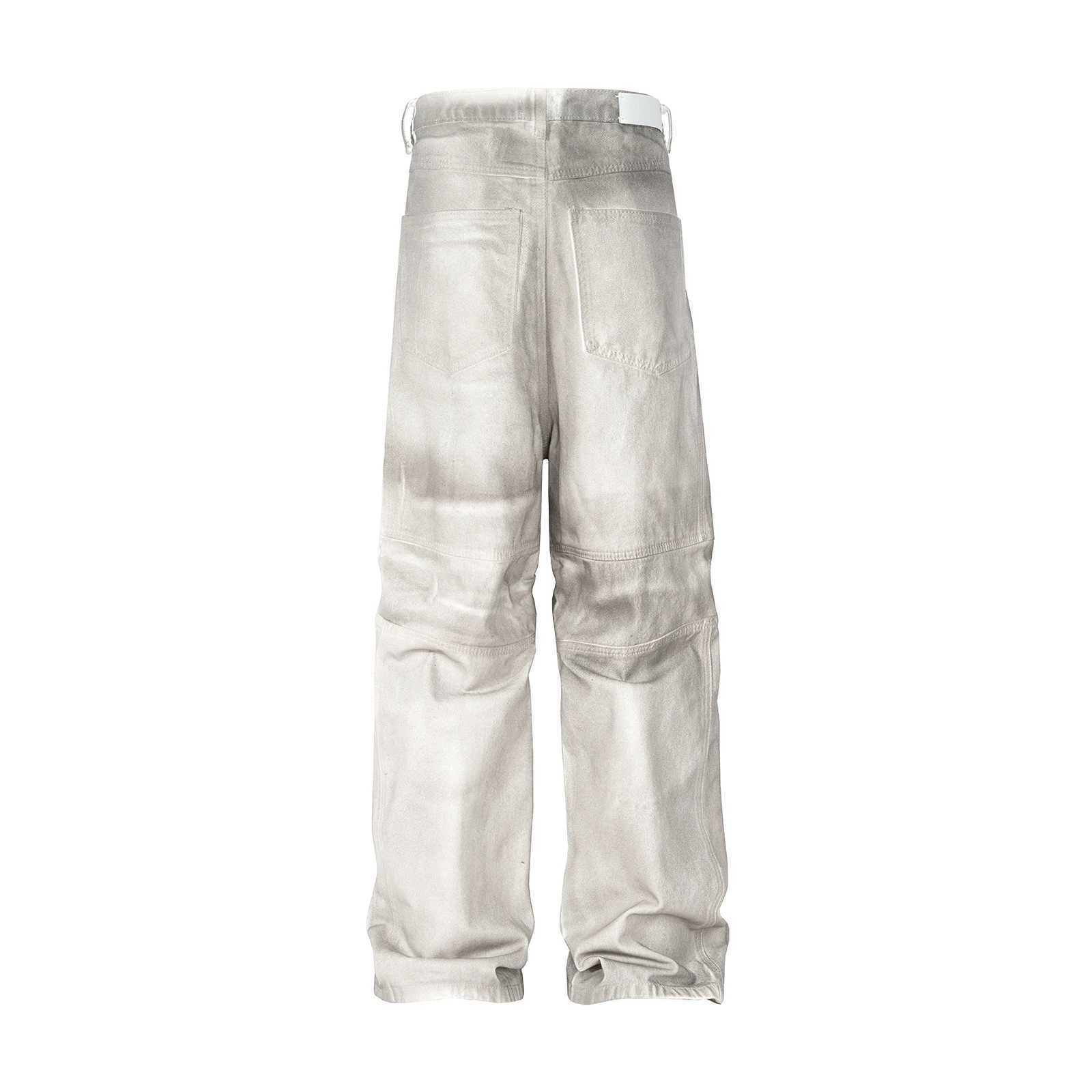Dirty Dyed Patchwork Wide Leg Baggy Jeans for Men and Women Straight Y2k Ropa Hombre Denim Trousers Oversized Casual Cargo Pants M240912