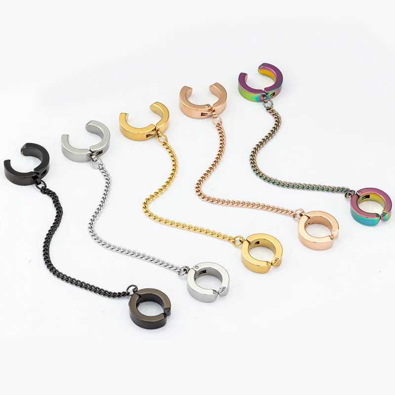 Stainless Steel Clip-on Fake Earrings Non-piercing Earcuff Ear Clip Earrings Without Piercing Punk Personality JewelryX240913