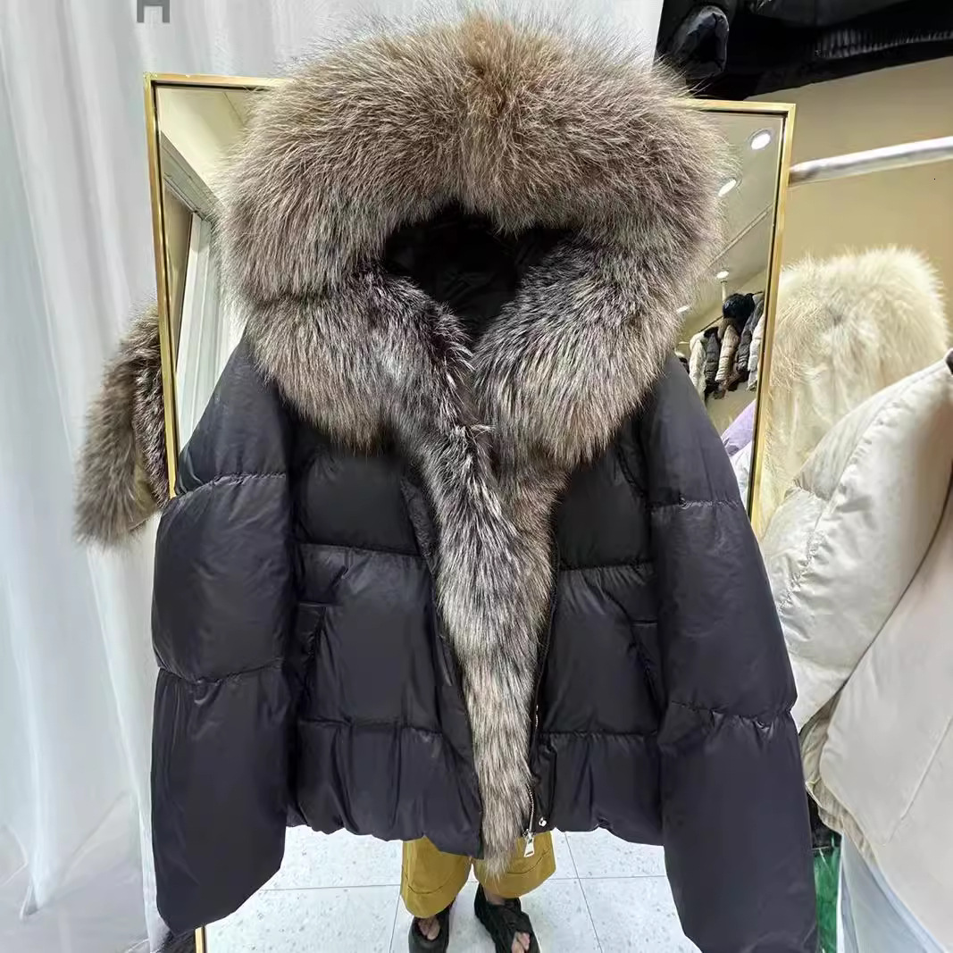 24 new fur collar duck down women's fashion high-end real sier fox bread jacket