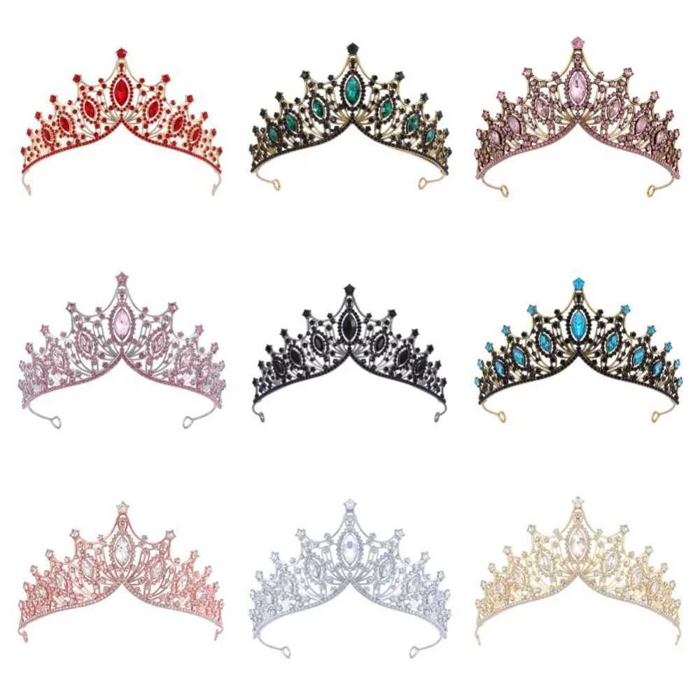 Metal Baroque Crown Temperament Hair Ornaments Shiny Princess Tiara Headwear Bridal Hair Tiara Rhinestone Crown BridalX240913