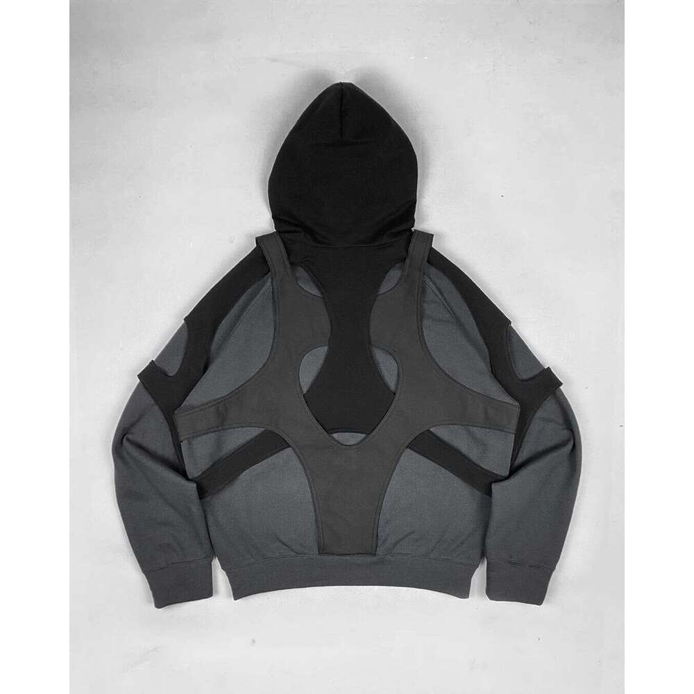 Haruku Patchwork Street Long-sleeved Women Contrasting Sweatshirts Y2K Dark Hip-hop Hoodie Loose Casual Streetwear Men