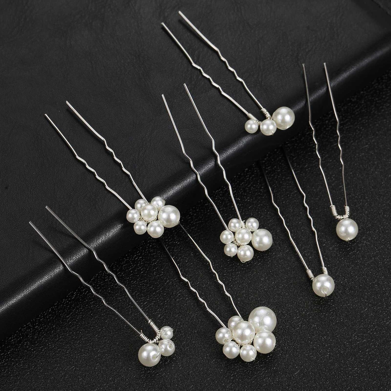 7pcs Pearl U-shape Hairpin Fashion Tiaras Wedding Hair Accessories For Women Simple Bridal Marrige Hair Jewelry Marriage BijouxX240913