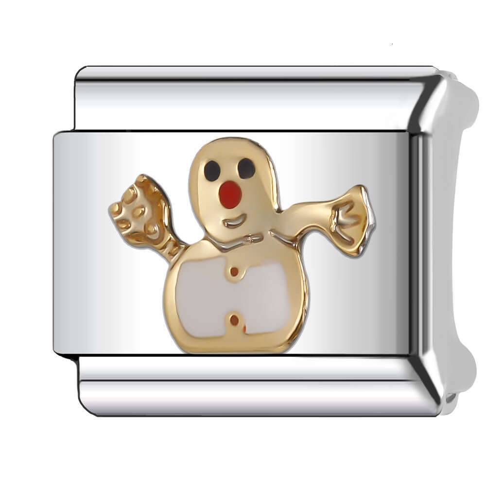 New Women's Gift Christmas Deer Snowflakes Bead Italian Charms Links Bangle Beads Fit 9mm Stainless Steel Bracelet Making DIY For Women Fashion J