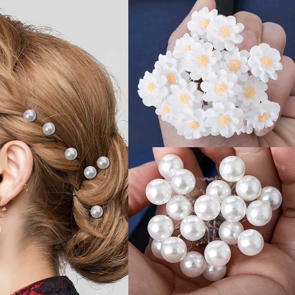 20Pack Women U-shaped Pin Metal Barrette Clip Hairpins Simulated Pearl Bridal Tiara Hair Accessories Wedding Hairstyle ToolsX240913
