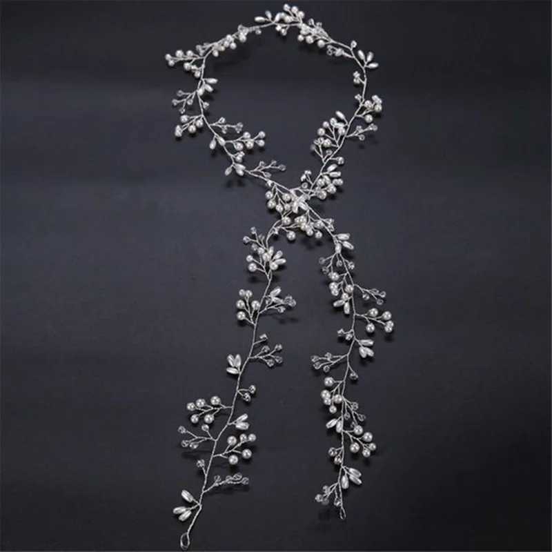Western Wedding Fashion Headdress for Pearl Crystal Bride Handmade Wedding Crown Floral Pearl Hair Accessories Hairpin OrnamentsX240913
