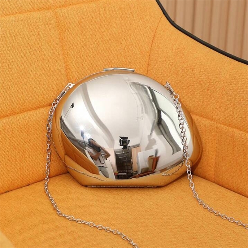 er Acrylic Shell Shape Clutch Bag Gold Silver Women Evening Party Bag Cute Shiny Metal Shoulder Crossbody Bags Small Purse 240907