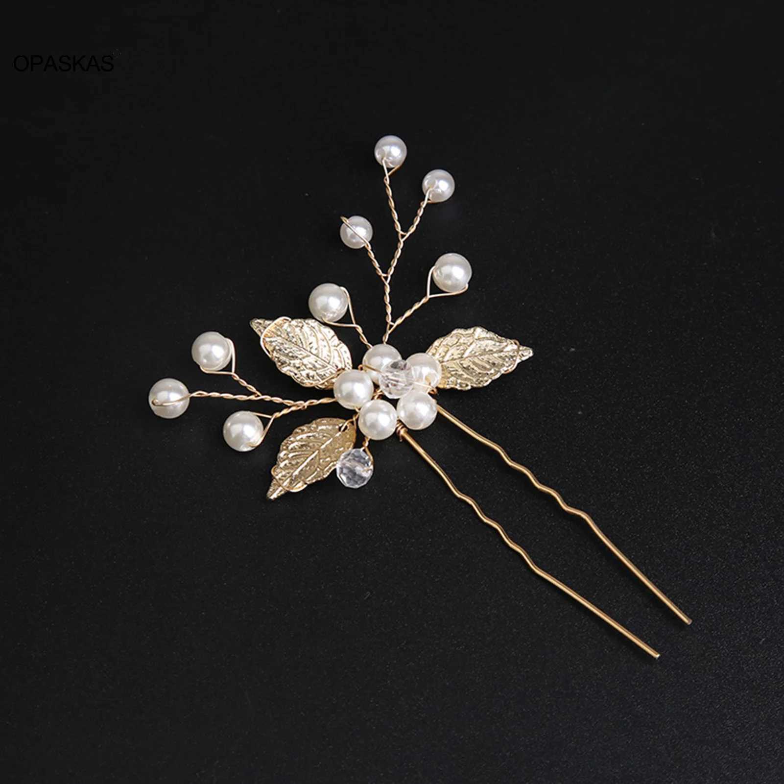 Pearl Flower Hairpin Side Comb Sets Wedding Hair Accessories Leaf Shaped Tiaras Bride Insert Hair Clip Jewelry Fashion HeadwearX240913