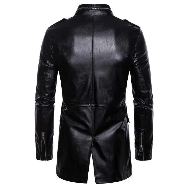 Maxulla New Mens Leather Jackets Casual Mens Long Motorcycle Leather Coats Man Slim Outerwear Leather Biker Jackets ClothingX240913