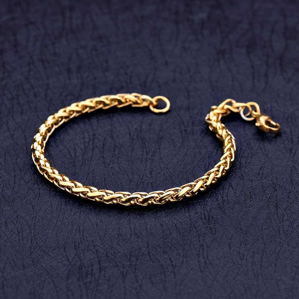 2020 New Stainless Steel Golden Chain Bracelet Fashion Jewelry For Women and Men Wedding Birthday Party Gift 4/5/6MM XJ250707