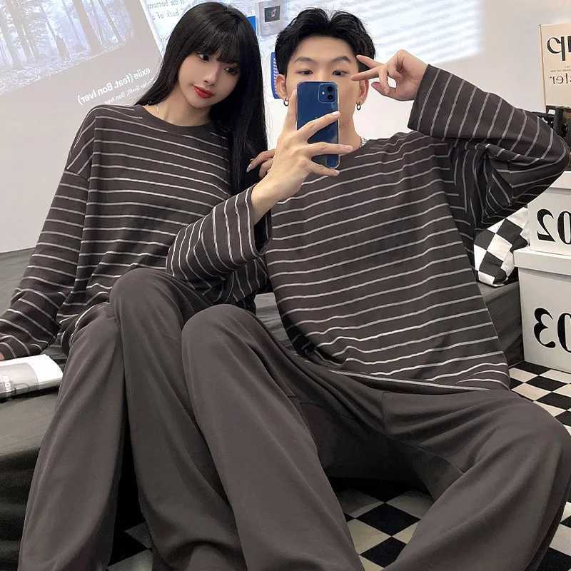 Cotton Couple Pajamas Sets for Women Men Plus Size Sleepwear Comfortable Homewear Autumn Spring Leisure Loungewear Pijamas Y240913