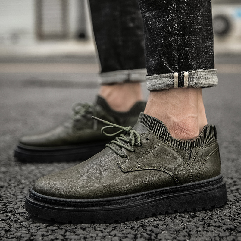 Genuine Autumn Men Business Casual Office Formal Natural Leather Shoes Man Dad Flats k09 dc46