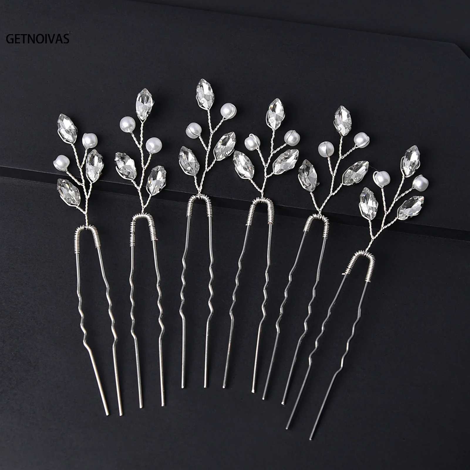6PCS Rhinestones U-shaped Hair Pins Little Simple Bride Wedding Hair Pins Bridal Hair Piece Wedding Hair Accessories for WomenX240913