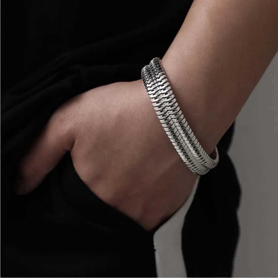 Korean Fashion Cuban Chain Men Bracelet Classic Stainless Steel Chain Bracelet for Men Women Party Jewelry Gift Pulsera HombreX240913