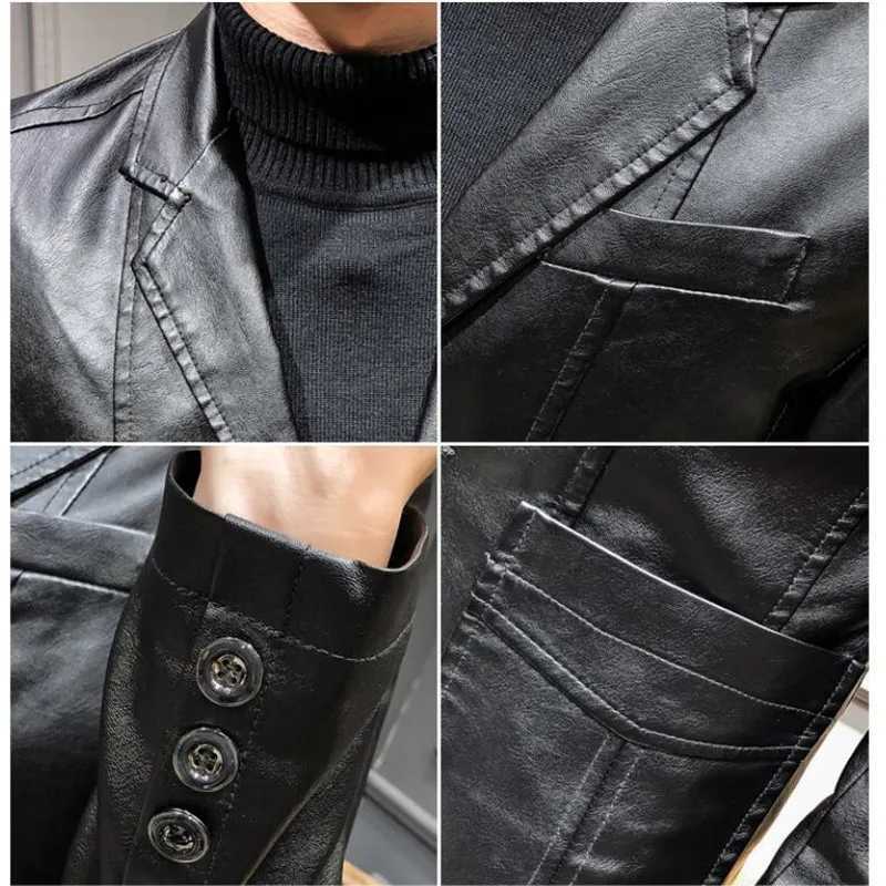 Fashion Mens Pu Leather Jackets Kpop Style Autumn Jacket Biker Faux Leather Coats Wine red Black Overcoats Coats Plus Size S-5XLX240913