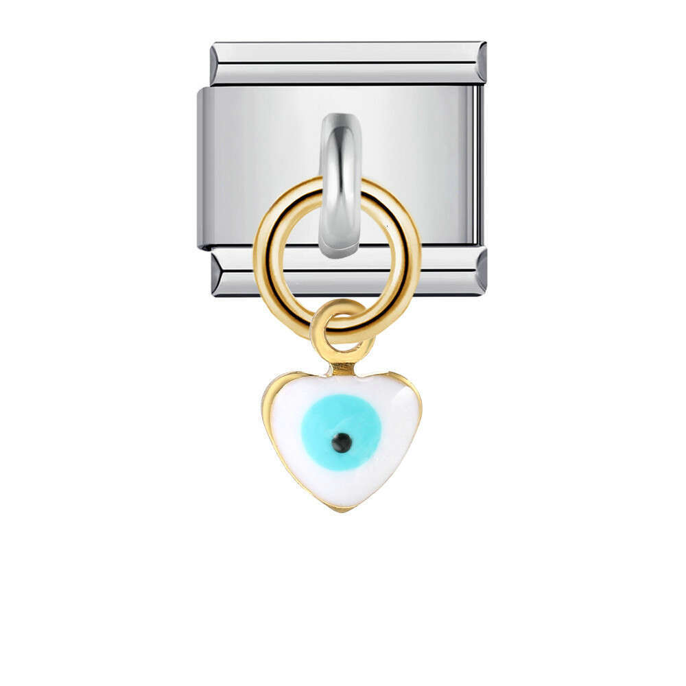 Single Hook Italian Module Bracelet Devil's Eye Pendant Elastic Splicing Titanium Steel Strap Chain Charm Links Stainless Fit 9Mm Jewelry DIY Mak