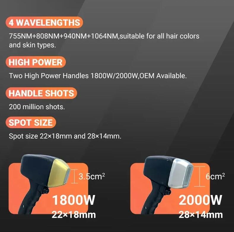 Directly effective Four waves Titanium ice laser machine for epilation 755 808 940 1064 diode laser hair removal machine 2 times can removal all hair