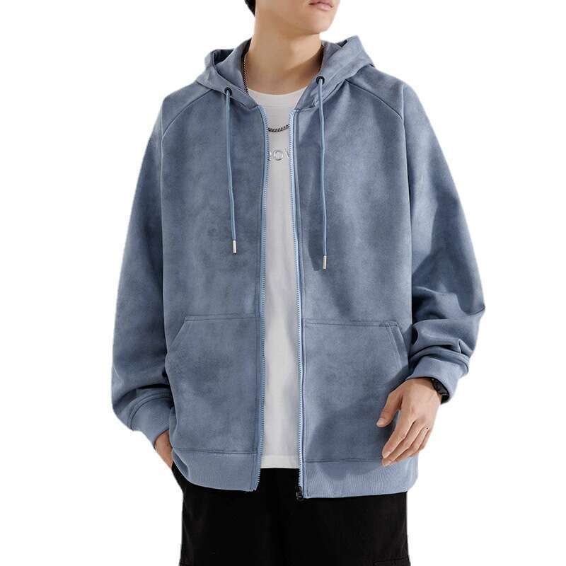 Hoodie Casual 2024 Hoodie Suede Youth Sports Men's Hoodie New Cardigan Velvet Autumn
