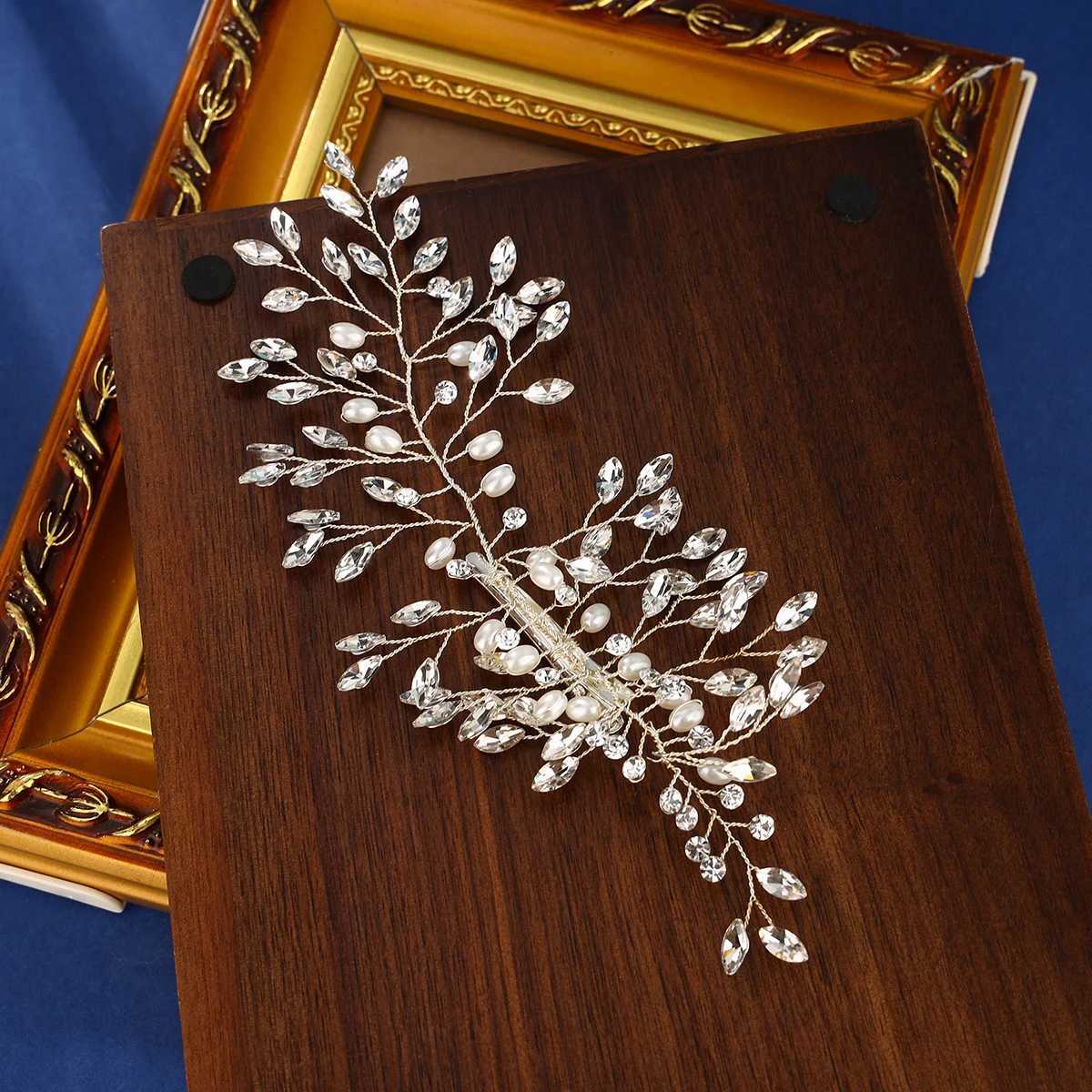 Bridal Wedding Hair Comb Pearl Flower Hair Piece Rhinestone Bridal Hair Ornament Lady (Silver)X240913