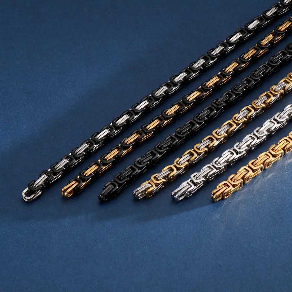 New Trend 4/5/6/8mm Width Royal Box Chain Necklace For Men Male Stainless Steel Long Necklace Personalise Jewelry Boyfriend GiftX240913