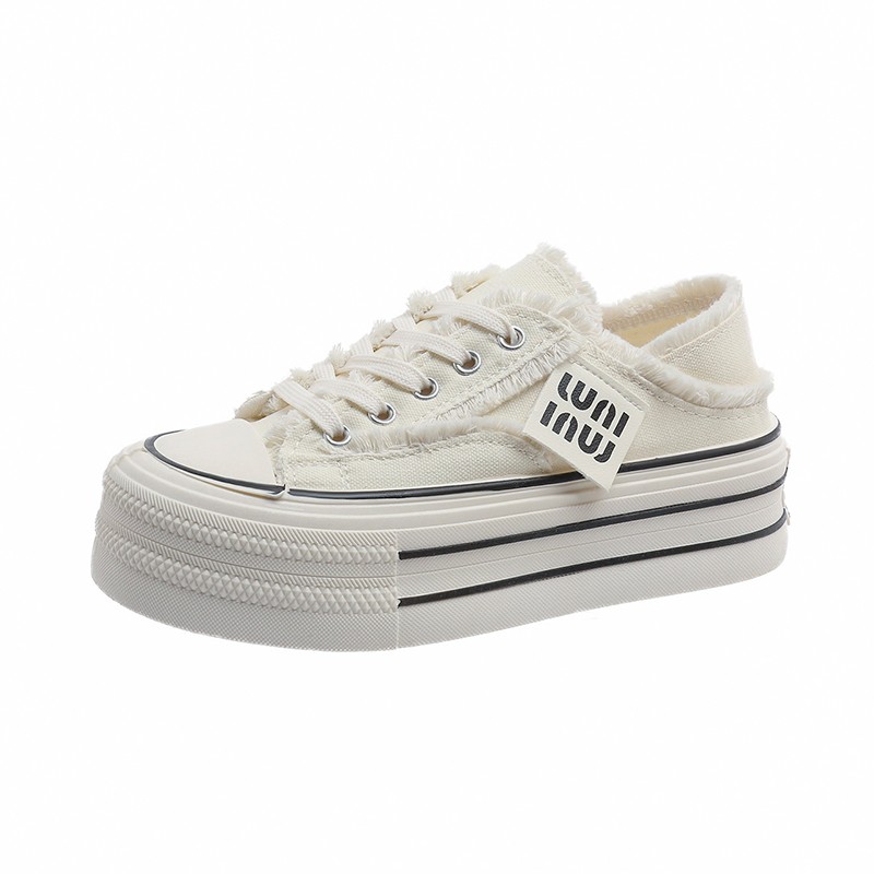 Casual New Height Increasing Platform Canvas Women Summer Outer White Sneakers Slipper Slip on Sandals Vulcanize Shoes 2945