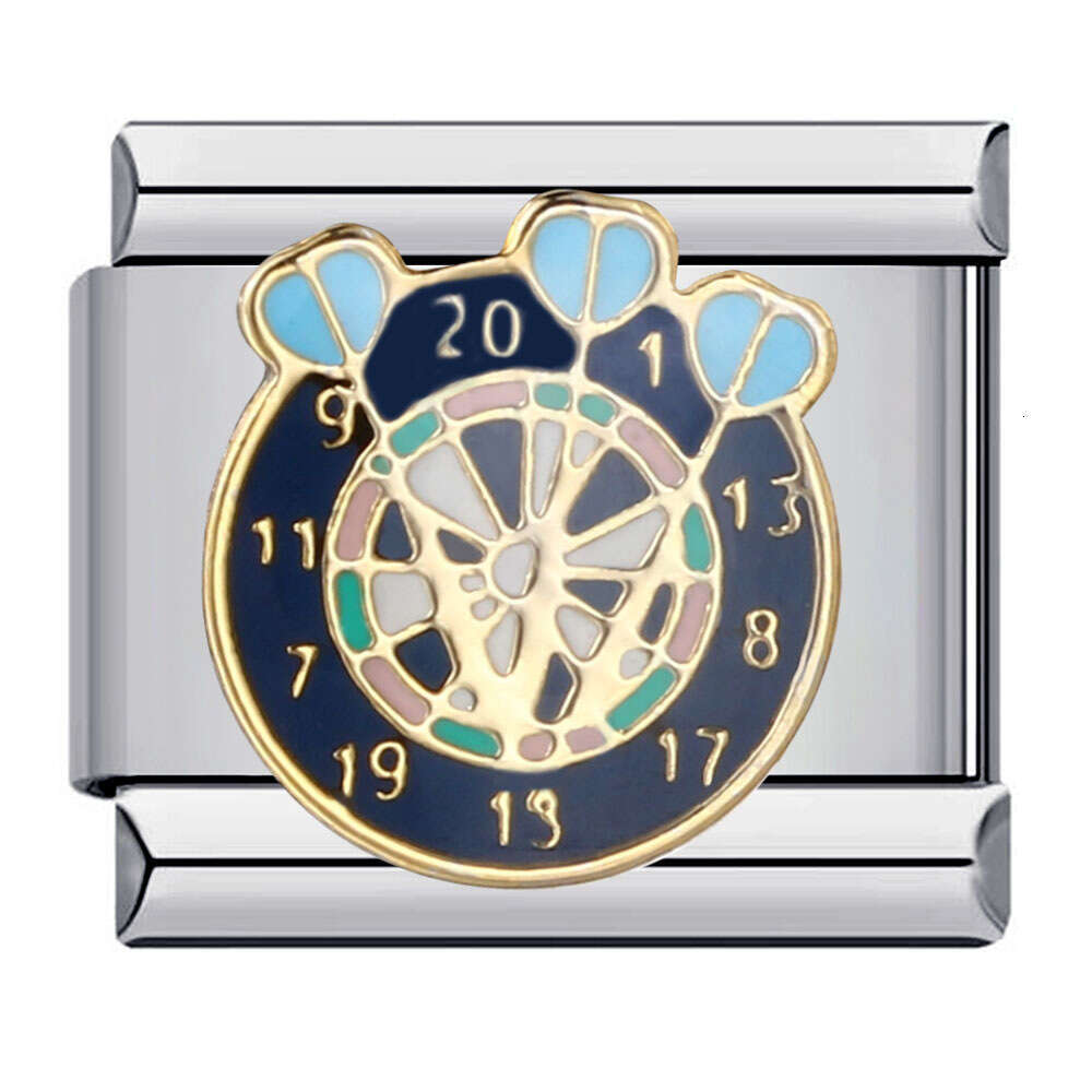 New Chess And Card Entertainment Bead Gold Plated Enamel Personalized DIY Welding Bracelet Italian Charm Links Fit 9Mm Bracelet Jewelry DIY Making Gif