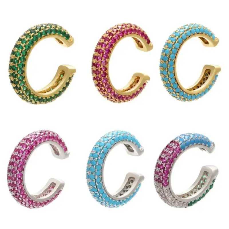 ZHUKOU 1piece 2020 15x15mm CZ Crystal Ear Cuff C Shaped/star shape Ear Clips No Pierced earrings for women Jewellery model VE131X240913