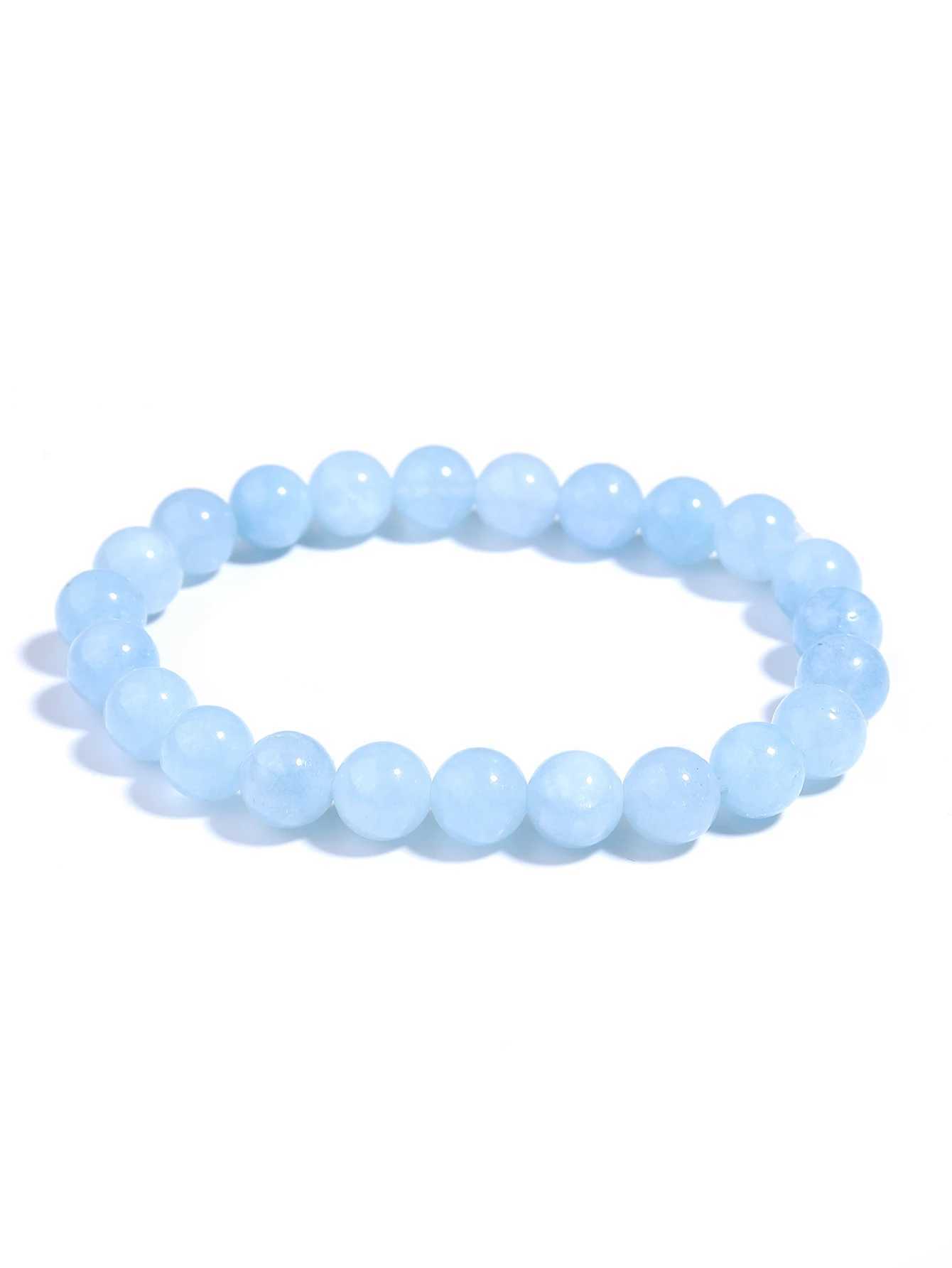 OAITE Natural Blue Gem Bead Bracelet for Womens Meditation Spiritual Therapy Stretching Spiritual Energy Stone Bracelet W240913