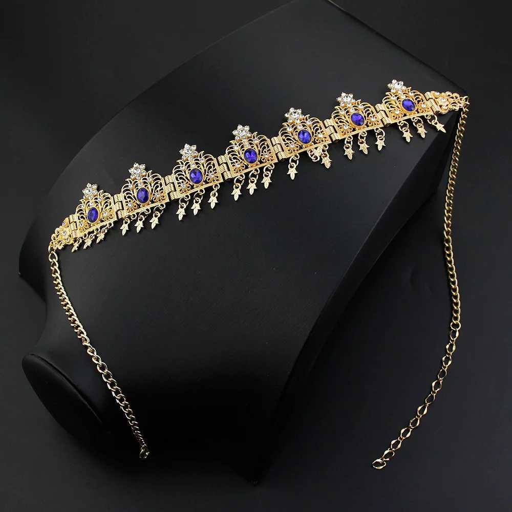 Sunspicems Algeria Tassels Forehead Chain Hairband Bride Crown Hair Chain Hairware Morocco Women Wedding Jewelry Hair PiecesX240913