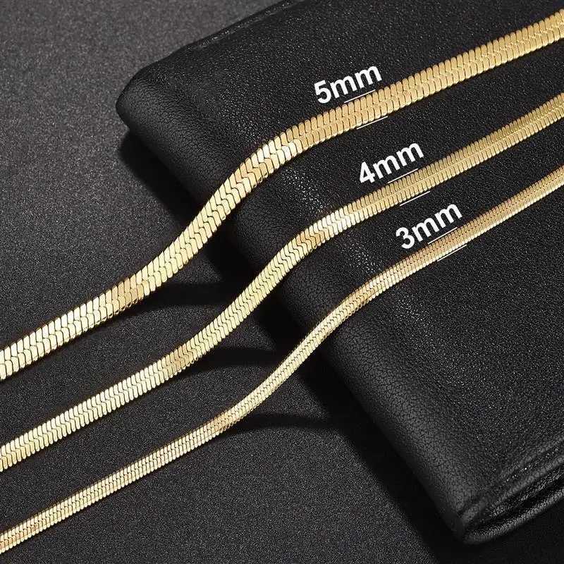 3/4/5MM Stainless Steel Snake Chain Bracelet For Women Men Classic Gold Color Charm Bracelets Wholesale Jewelry Dropshipping XJ250707