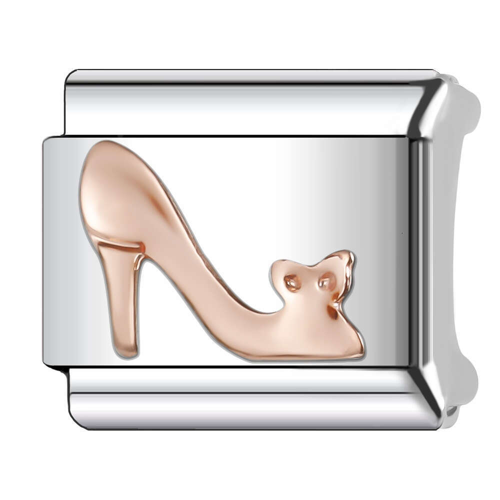 New Women's Gift high-heeled shoes Bead Italian Charms Links Bangle Beads Fit 9mm Stainless Steel Bracelet Making DIY For Women Fashion Jewelry