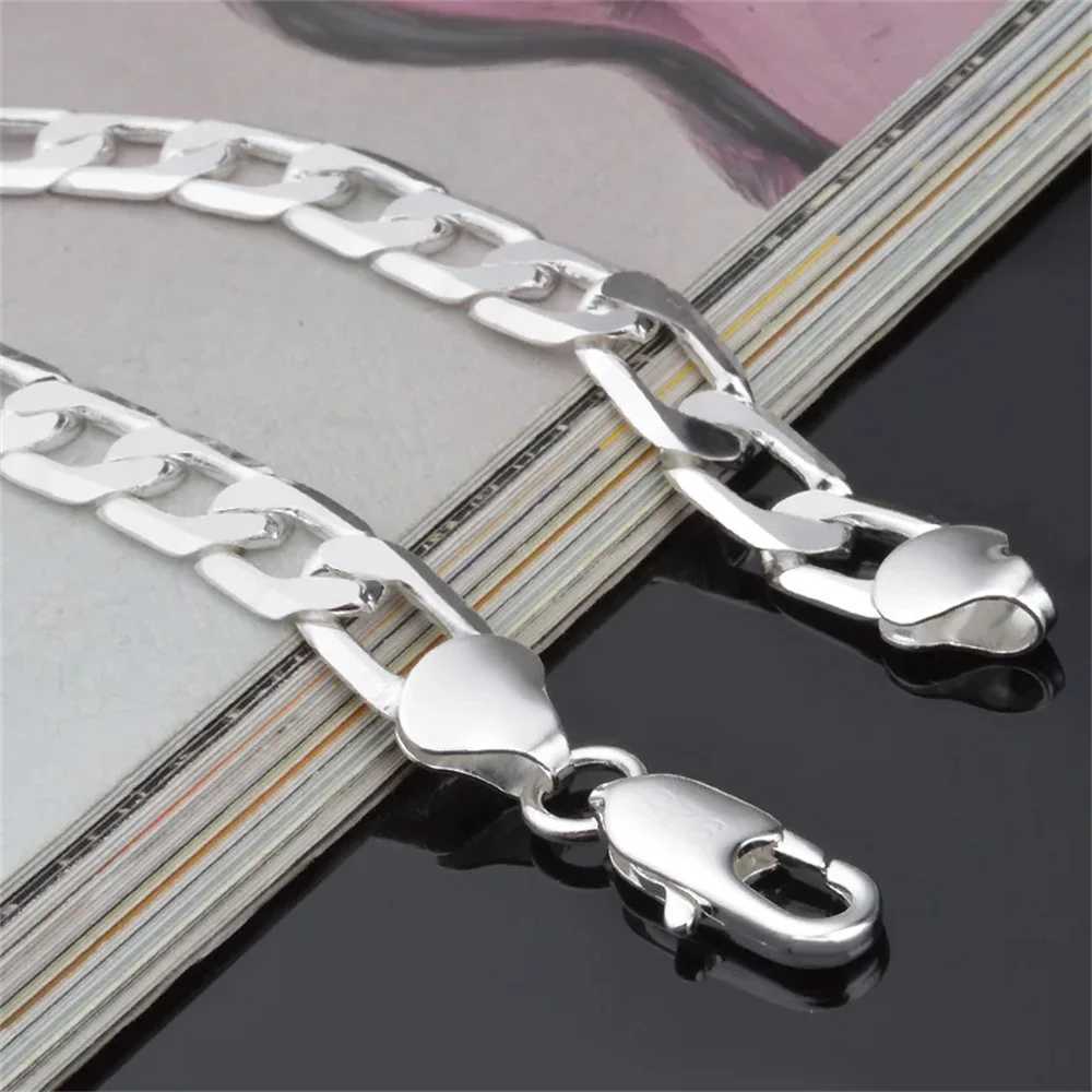 New 925 Sterling Silver Side Silver Bracelet 6MM8MM10MM12MM Mens and Womens Jewelry Wedding Anniversary GiftsX240913