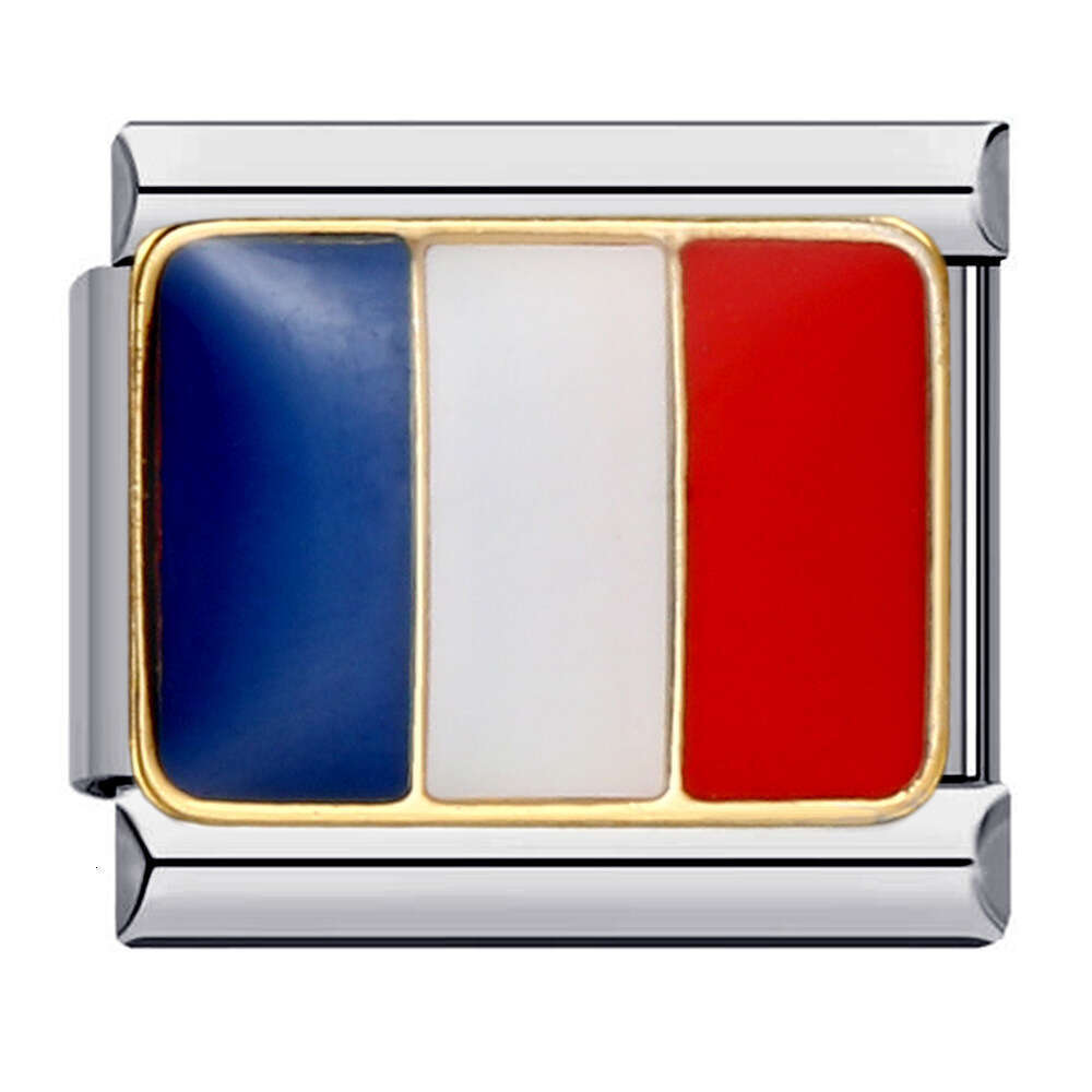 Flag, Beads, Bracelet, , Gold Plated, Enamel Welding Pattern, DIY Bracelet Italian Charm Links Stainless Steel Fit 9mm Bracelet Jewelry DIY Making Gif