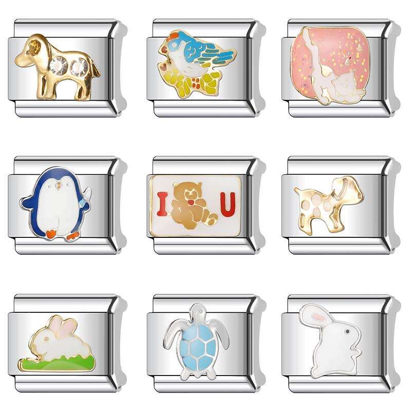 2024 Women's Gift Fit 9mm Stainless Steel Italian Charms Bracelet Links Beads Bracelet DIY Handmade Italian Style Classic Animal Pattern