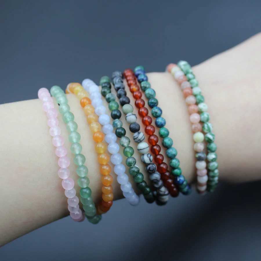 4mm Quartz Agate Bead Natural Stone Bead Bracelet Molten Rock Tiger Eye Black Agate Crystal Womens Yoga Treatment Chakra Jewelry W240913