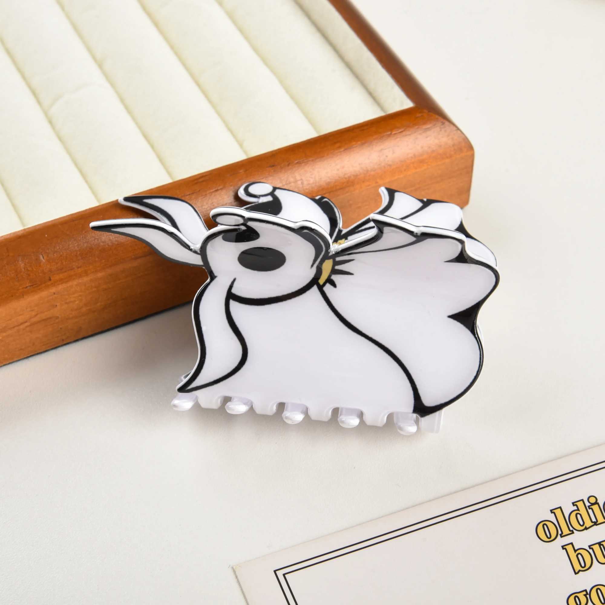 DS New Halloween White Ghost Print Acrylic Hair Claw Horror Series Claw Clip Crab Hair Clip for Women Girls Hair AccessoriesX240912