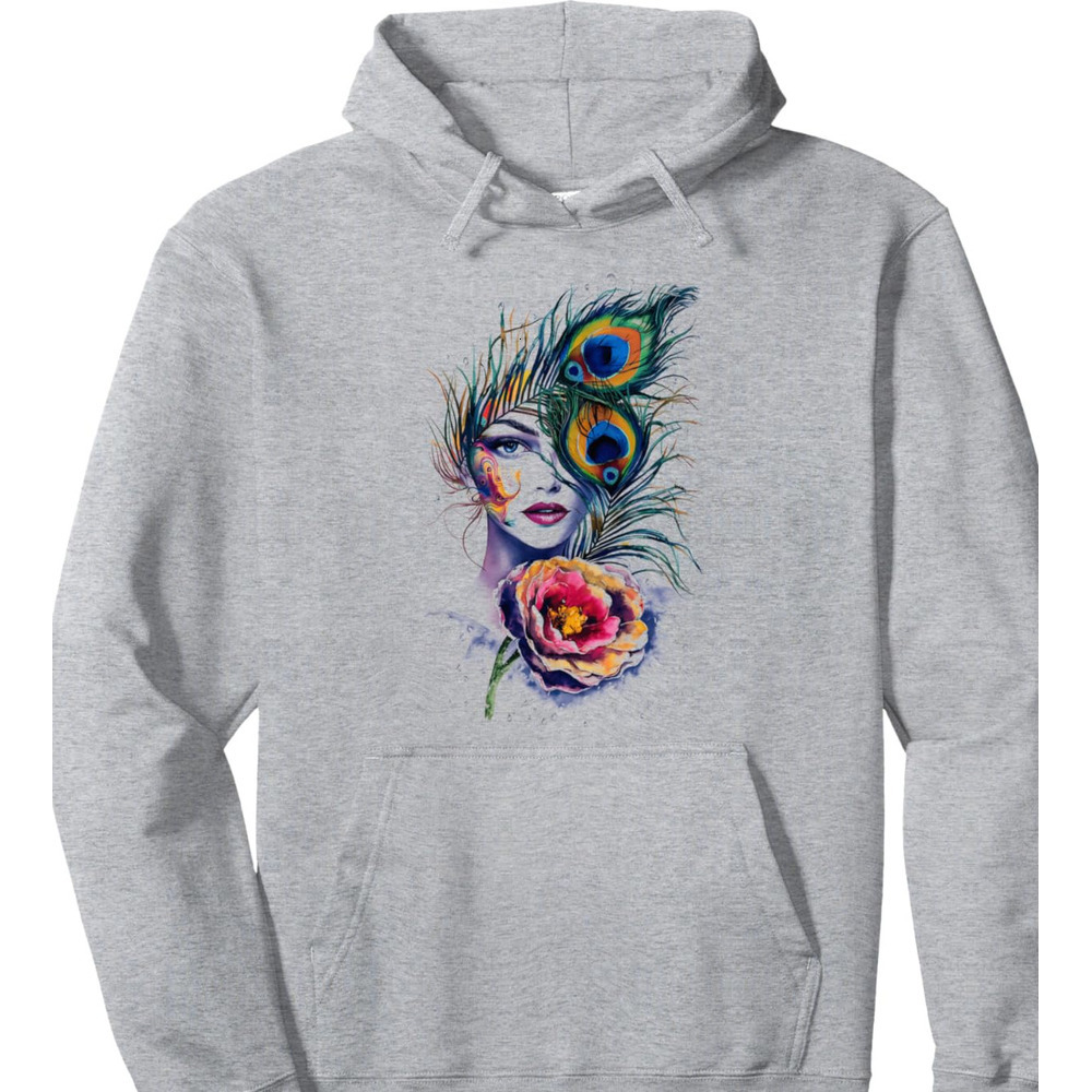 Hoodie for Mens Womens Peacock Feather Bohemian Woman Nature Lover Design Pullover Hoodie Graphic Hoodies sweatshirt Pullover Long Sleeve