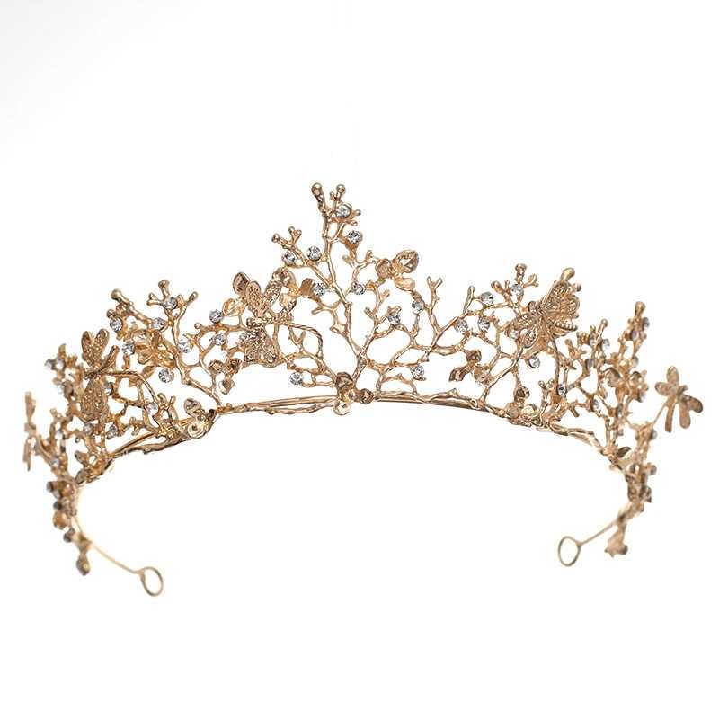 Baroque Vintage Crystal Crown Tiara Rhinestone Princess Butterfly Prom Crowns And Tiaras Bridal Wedding Hair Accessories JewelryX240913