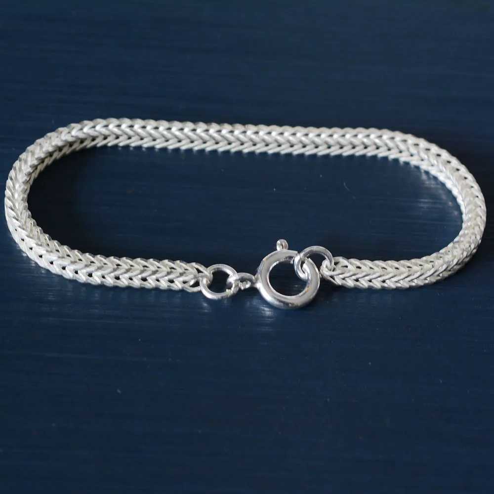 925 Sterling Silver Bracelet Square Tail Chain Bangle for Women and Men Length Includes ClaspX240913