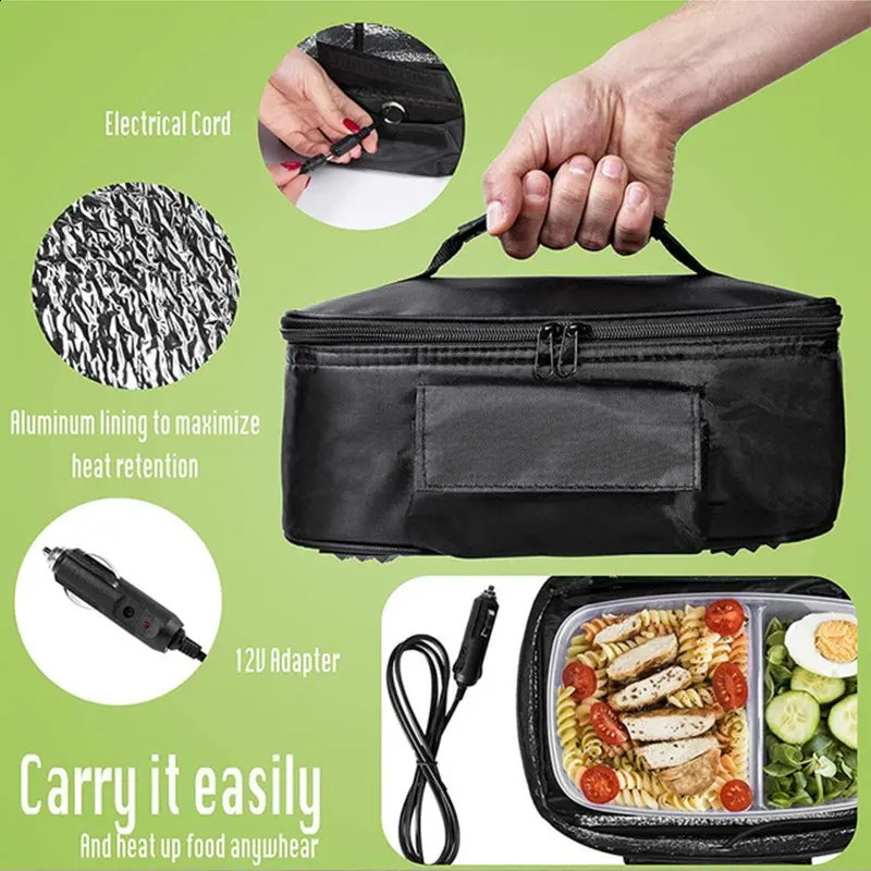 Portable mini microwave 12V heating electric lunch box food heater travel camping car picnic bag bento 30 x 20 10cm 240910