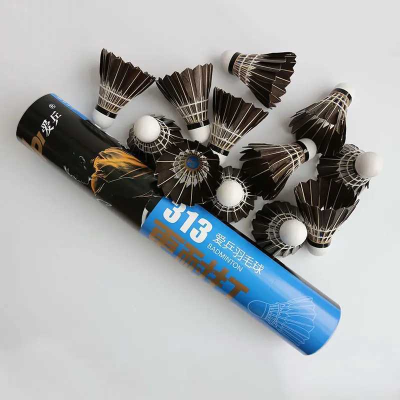 Black Barreled Badminton Training Match Black Goose Feather 12-pack Wholesale Badminton. Shuttlecock Durable Shuttlecock Y240912