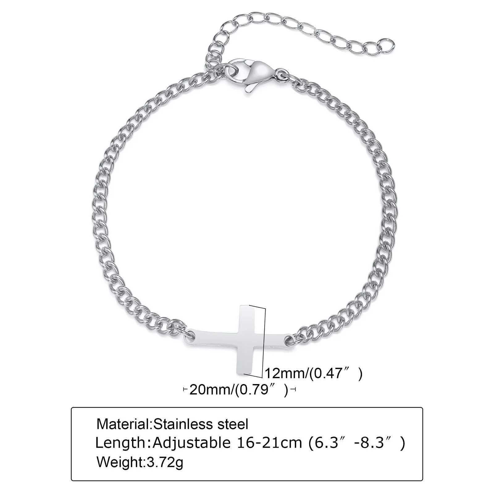 Mprainbow Stainless Steel Cross Religious Christian Bracelet Wristband JewelryWaterproof Never Fade Jewelry Gifts for HimX240913