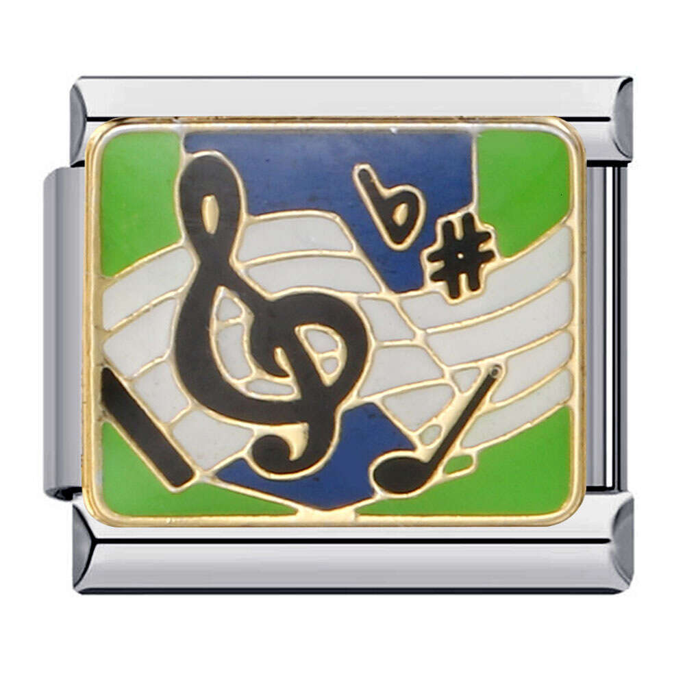 Icon Titanium Steel Gold Plated Enamel Cartoon DIY Beads Italian Charm Bracelet Italian Charm Links Stainless Steel Fit 9mm Bracelet Jewelry DIY Makin