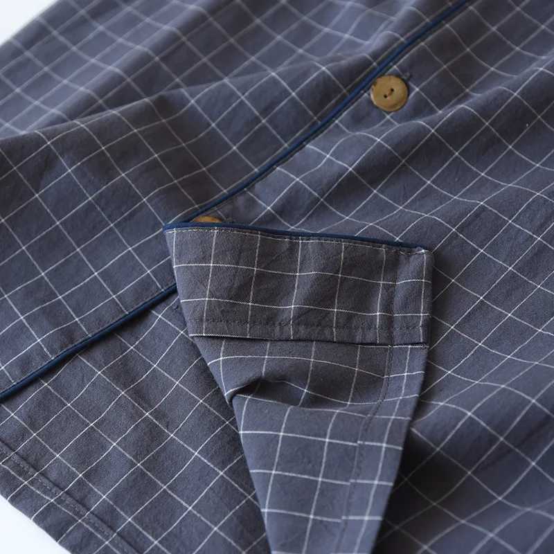 Mens Shorts Pajamas Suit for Summer Thin Short-sleeved Shorts Cotton Simple Plaid Design Pantalon Pijama Hombre Mens Sleepwear Y240913