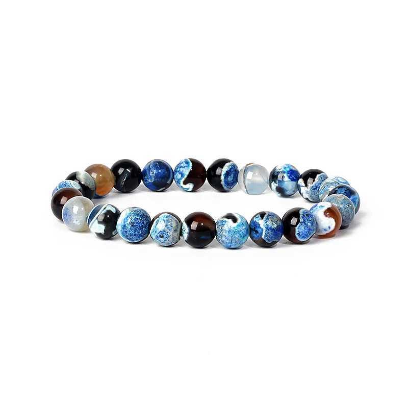 Nature Original Veins Agates Bracelet Womens 6 8mm True Striped Agates Chakra Bead Bracelet Mens Yoga Therapy Spiritual Jewelry W240913