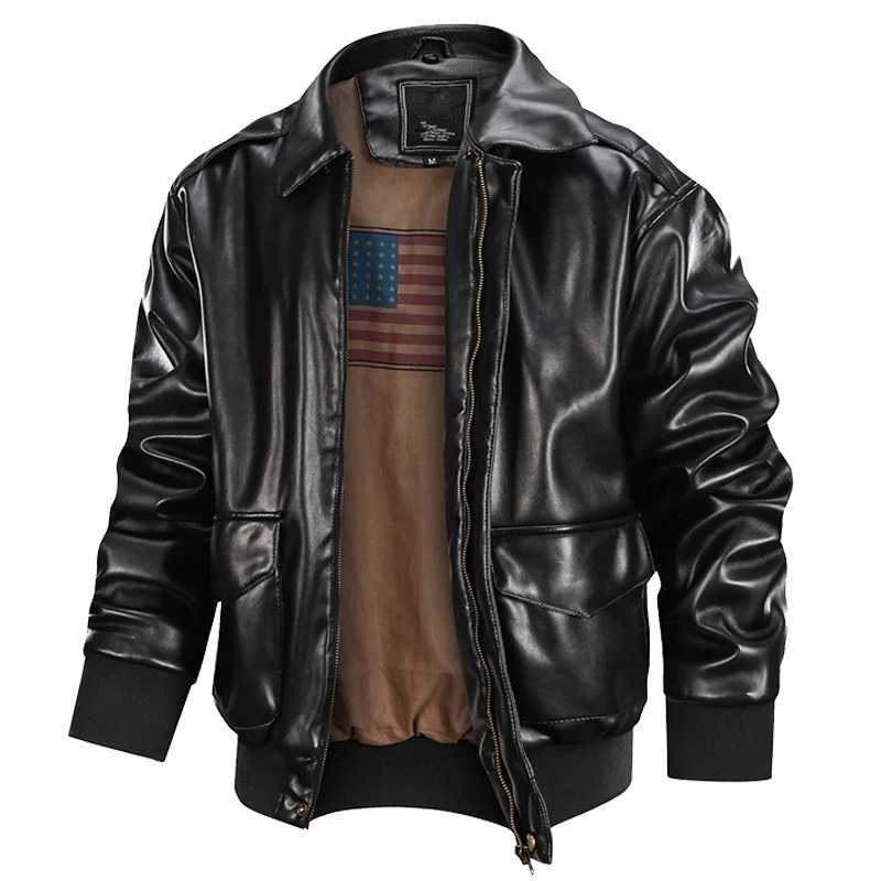 Mens Winter Thick Bomber Flight Leather Jacket Male Skin Biker Motorcycle Outwear Coats Soft Air Force Pilot Leather JacketsX240913